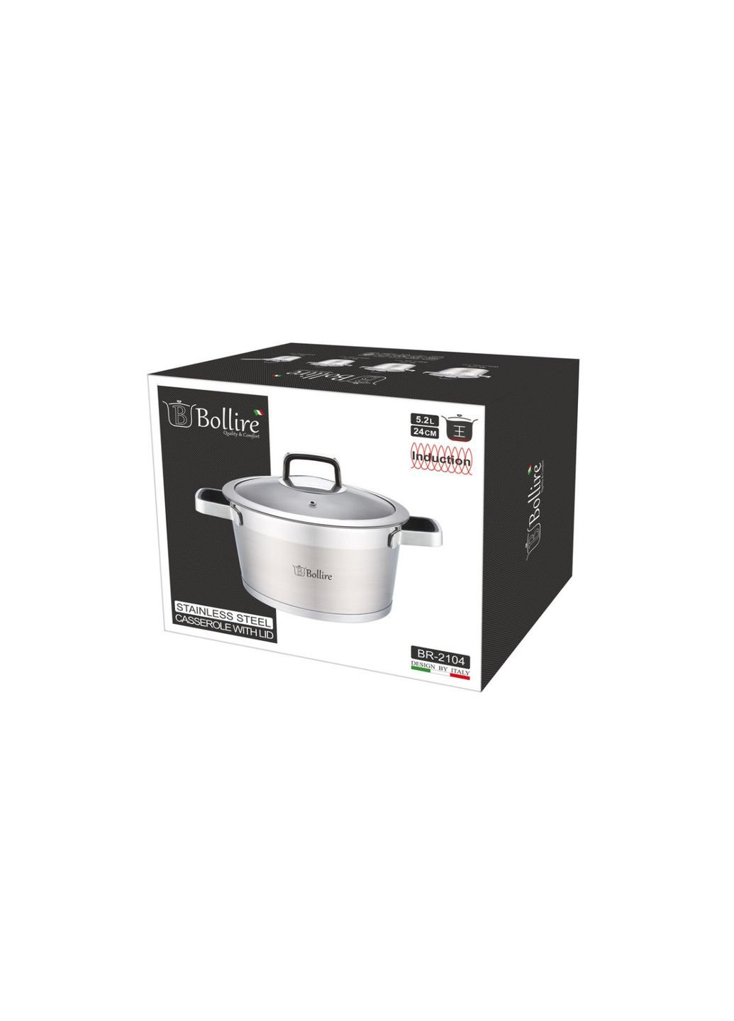 Кастрюля с крышкой BR-2104 5,2 л 24х13,5 см Bollire (253545252)