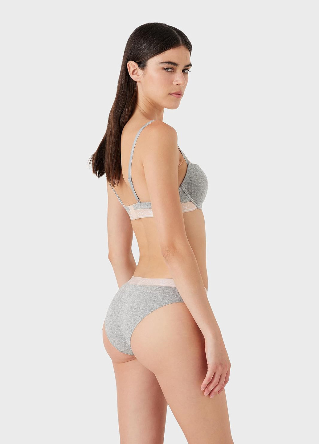 Серый балконет бюстгальтер Emporio Armani с косточками хлопок