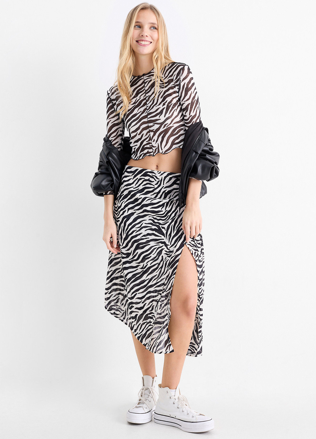 Черно-белая кэжуал зебра юбка C&A на запах