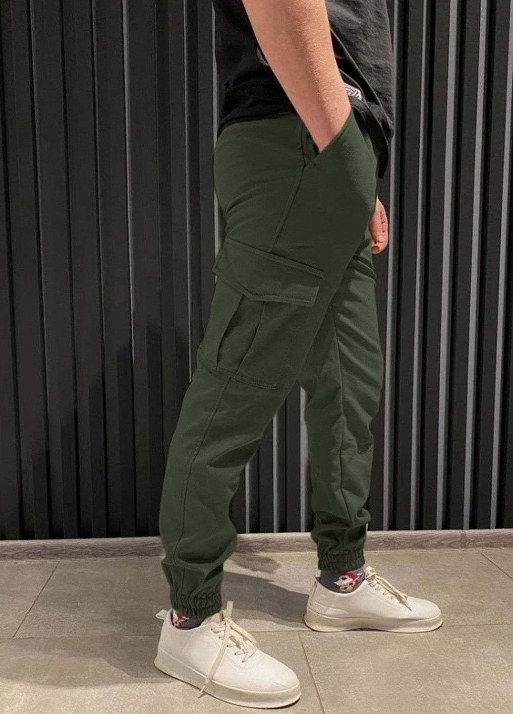 Хаки спортивные, кэжуал демисезонные джоггеры, карго брюки No Brand