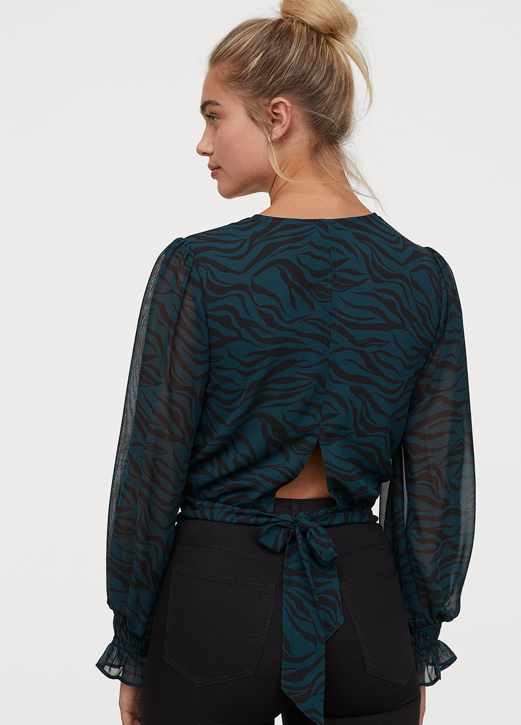 Темно-синяя демисезонная блуза на запах H&M