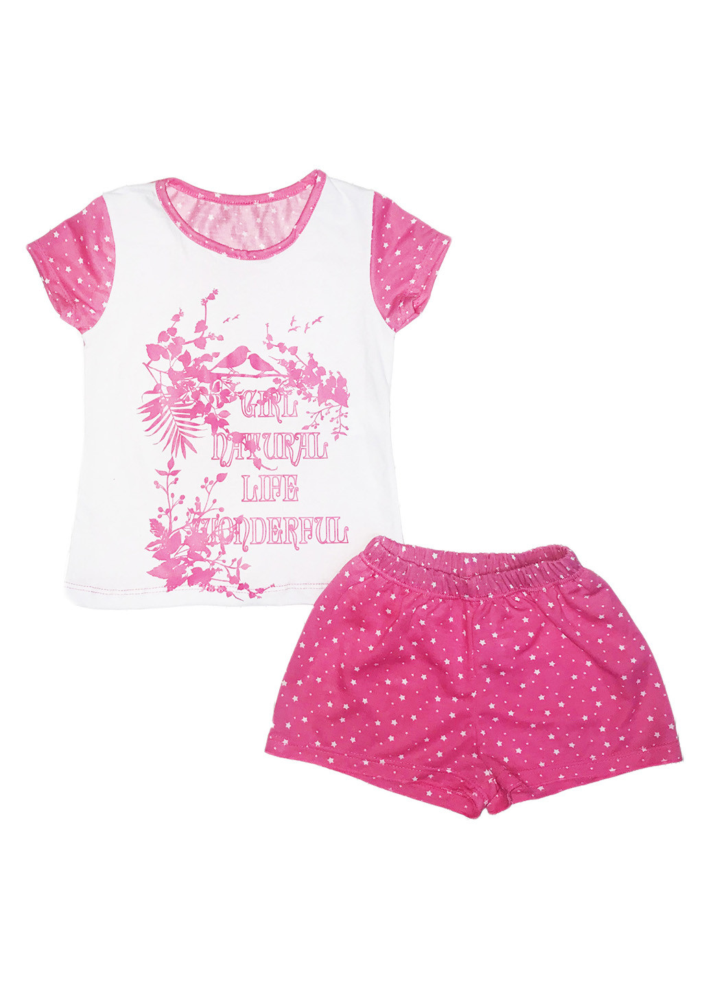 Розовый летний комплект (футболка, шорты) AV Style