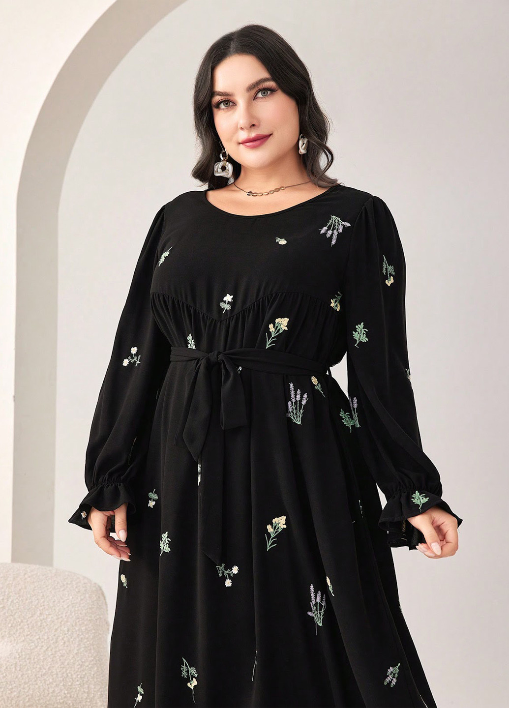 Чорна кежуал сукня SHEIN з квітковим принтом