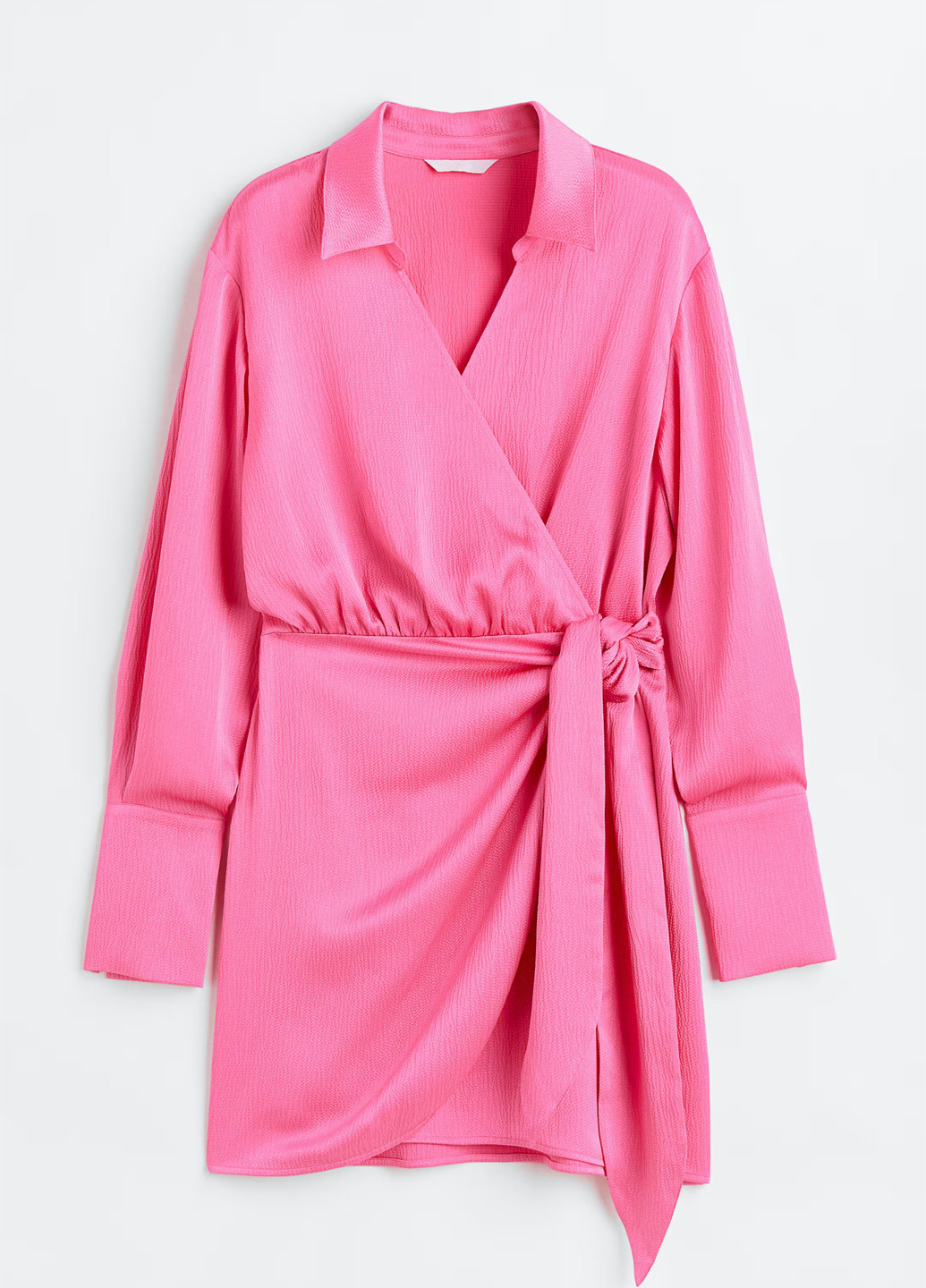 Розовое кэжуал платье на запах H&M однотонное