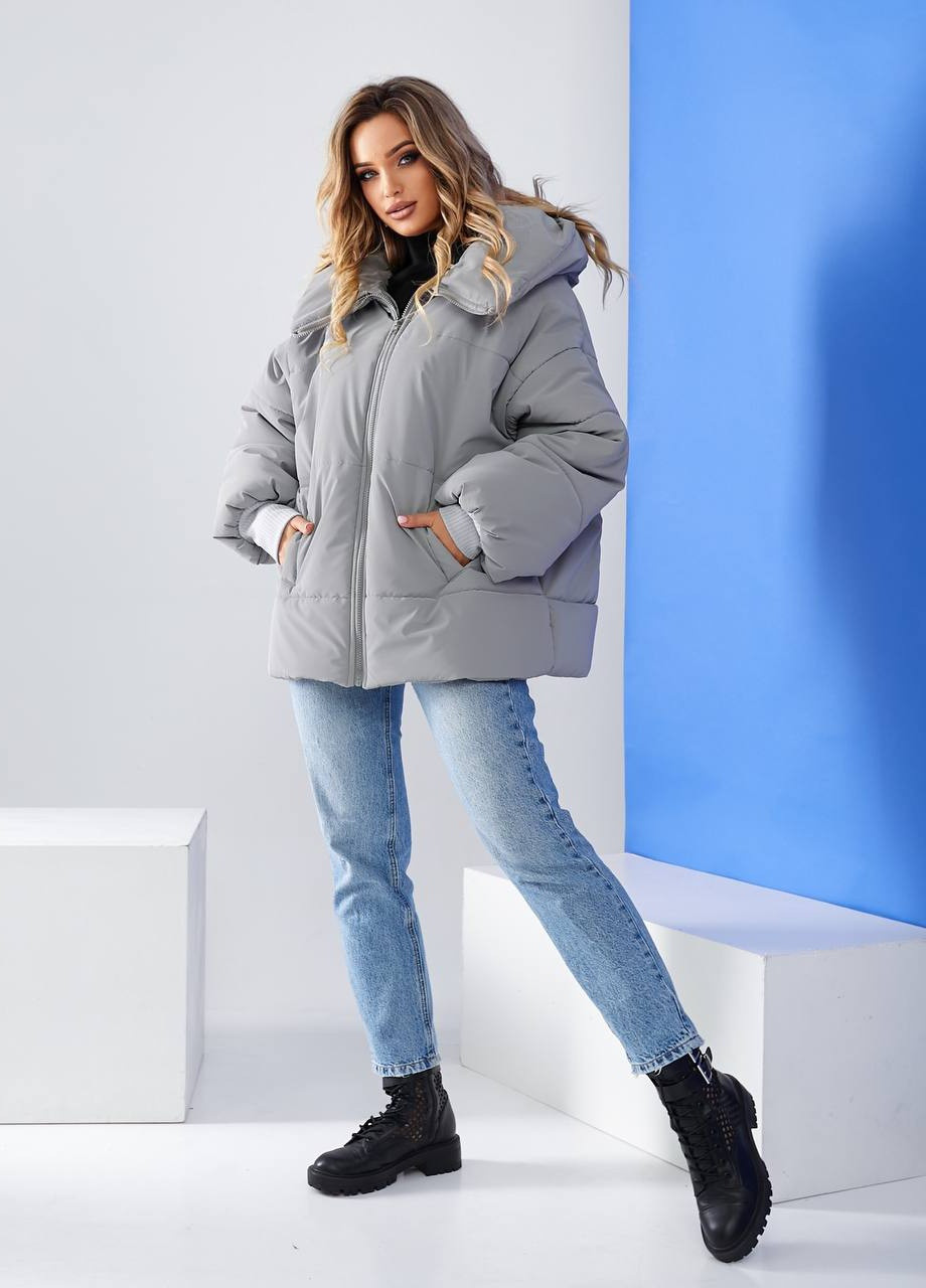 Сіра зимня тепла куртка жіноча Hand Made