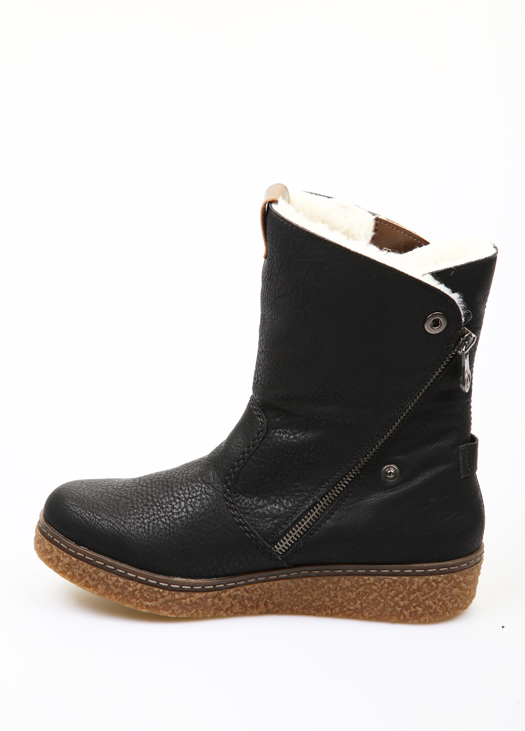 Зимние ботинки Rieker с заклепками, с логотипом, с молнией из искусственной кожи