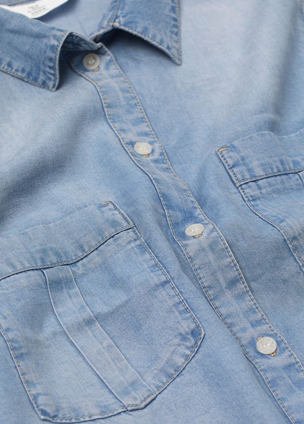Темно-голубой джинсовая рубашка однотонная H&M