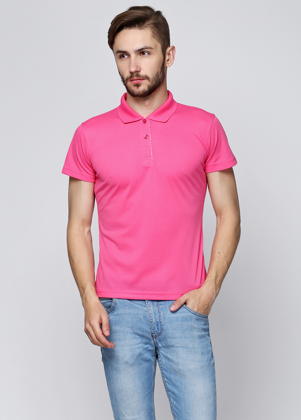 Розовая футболка-поло для мужчин SOT однотонная