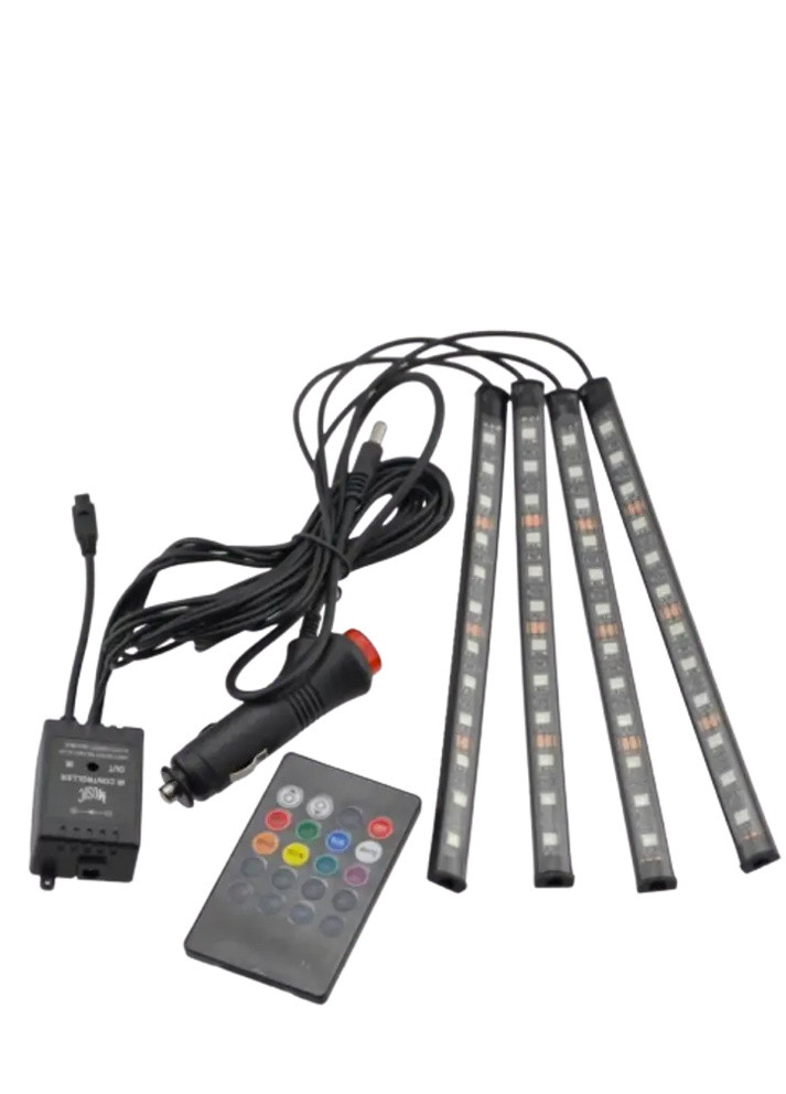 Универсальная автомобильная RGB led подсветка с микрофоном HR-01678 - Цветная подсветка для авто влагозащитная No Brand (253910103)