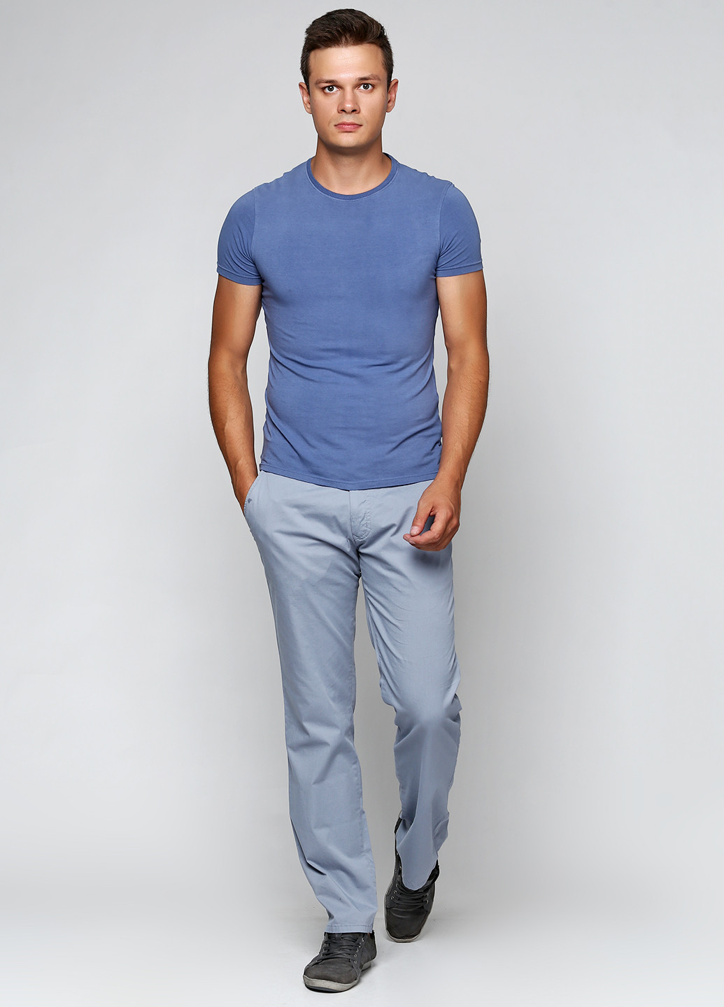 Голубые кэжуал демисезонные со средней талией брюки Pioneer