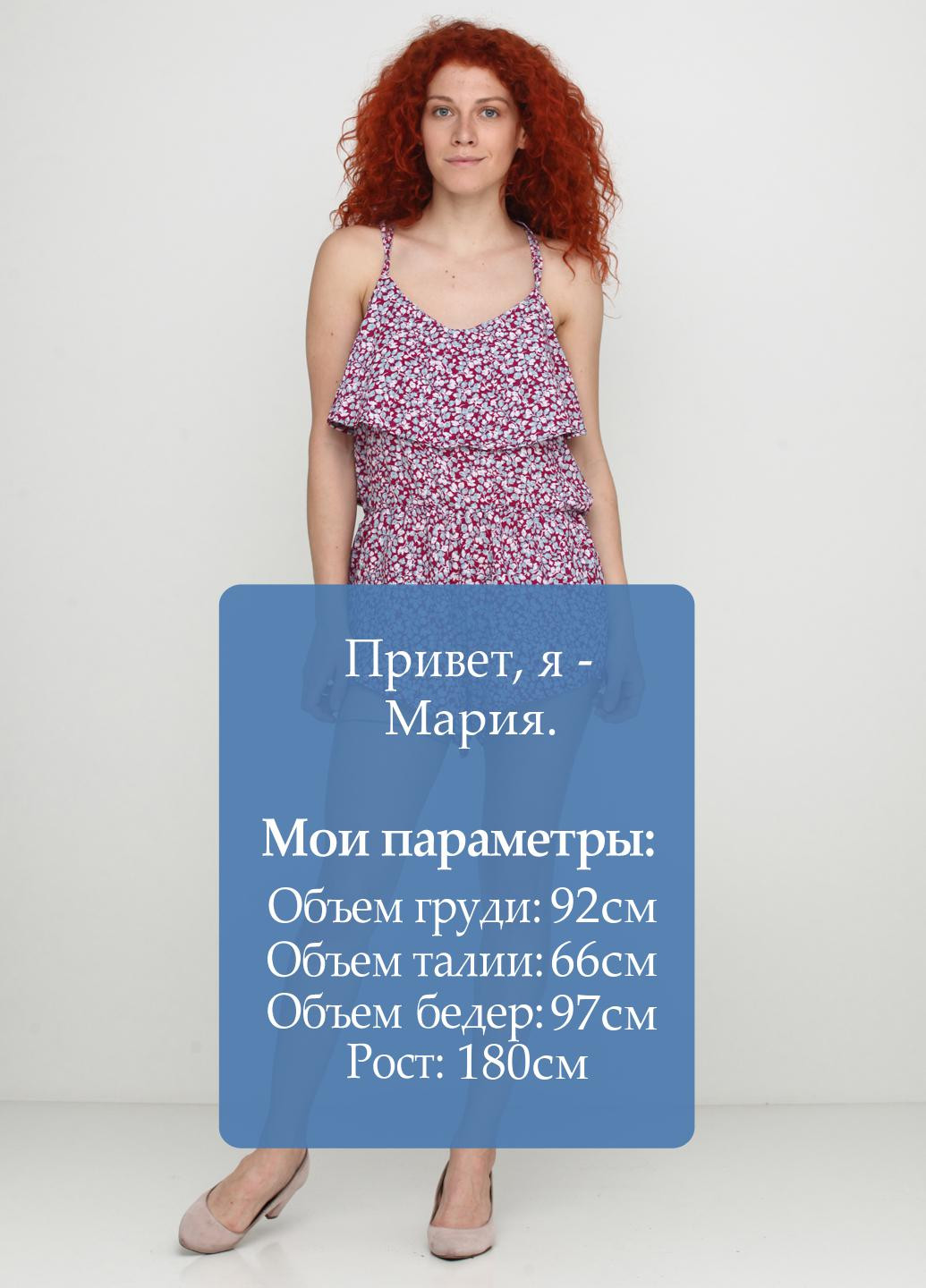 Комбінезон Zhmurchenko Brand комбінезон-шорти квітковий бордовий кежуал