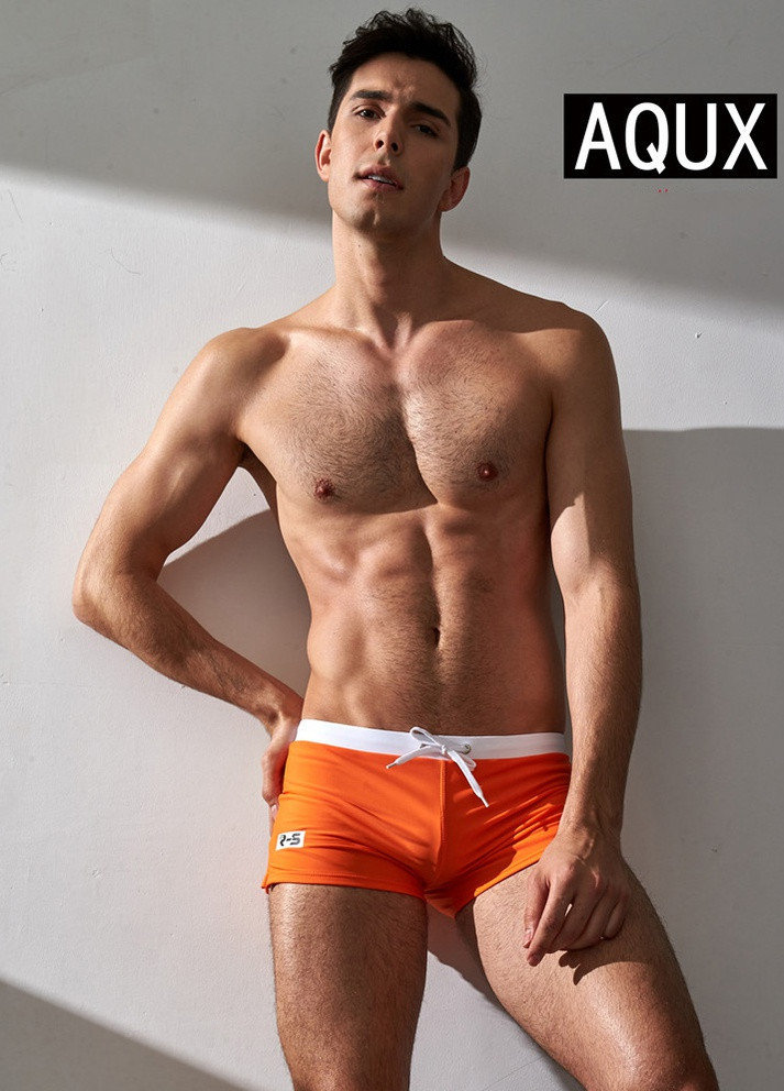Мужские оранжевые пляжные мужские плавки AQUX