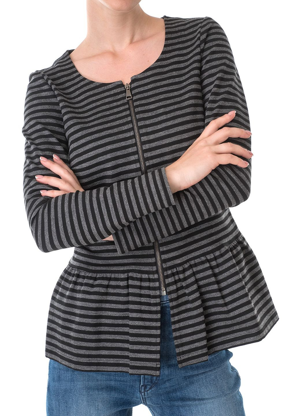 Серый женский жакет Marc Aurel полосатый - зимний