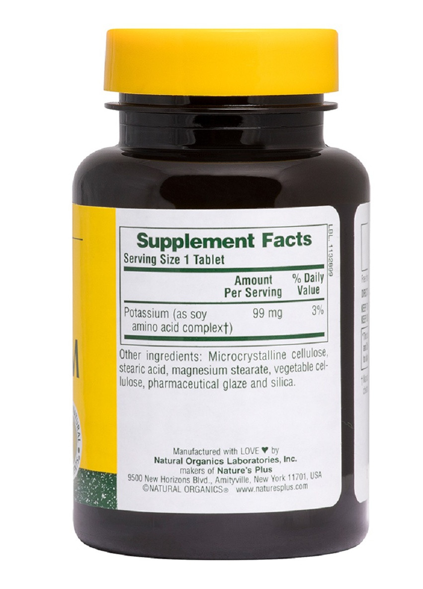 Калий, Potassium, Nature's Plus, 99 мг, 90 таблеток Natures Plus (228292318)
