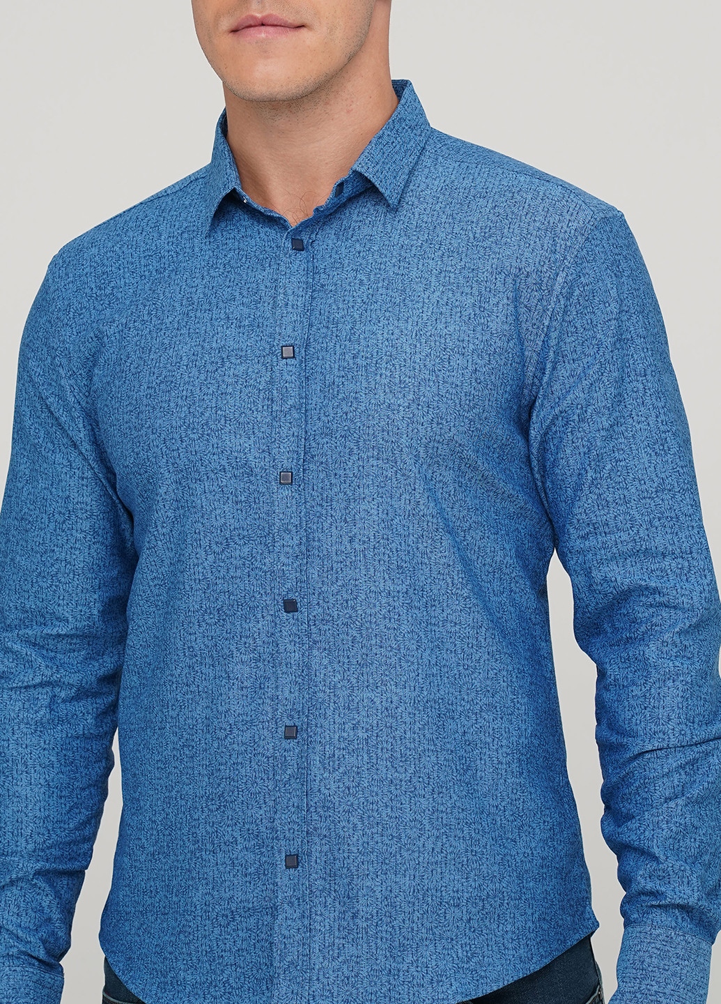 Синяя кэжуал рубашка с цветами Trend Collection