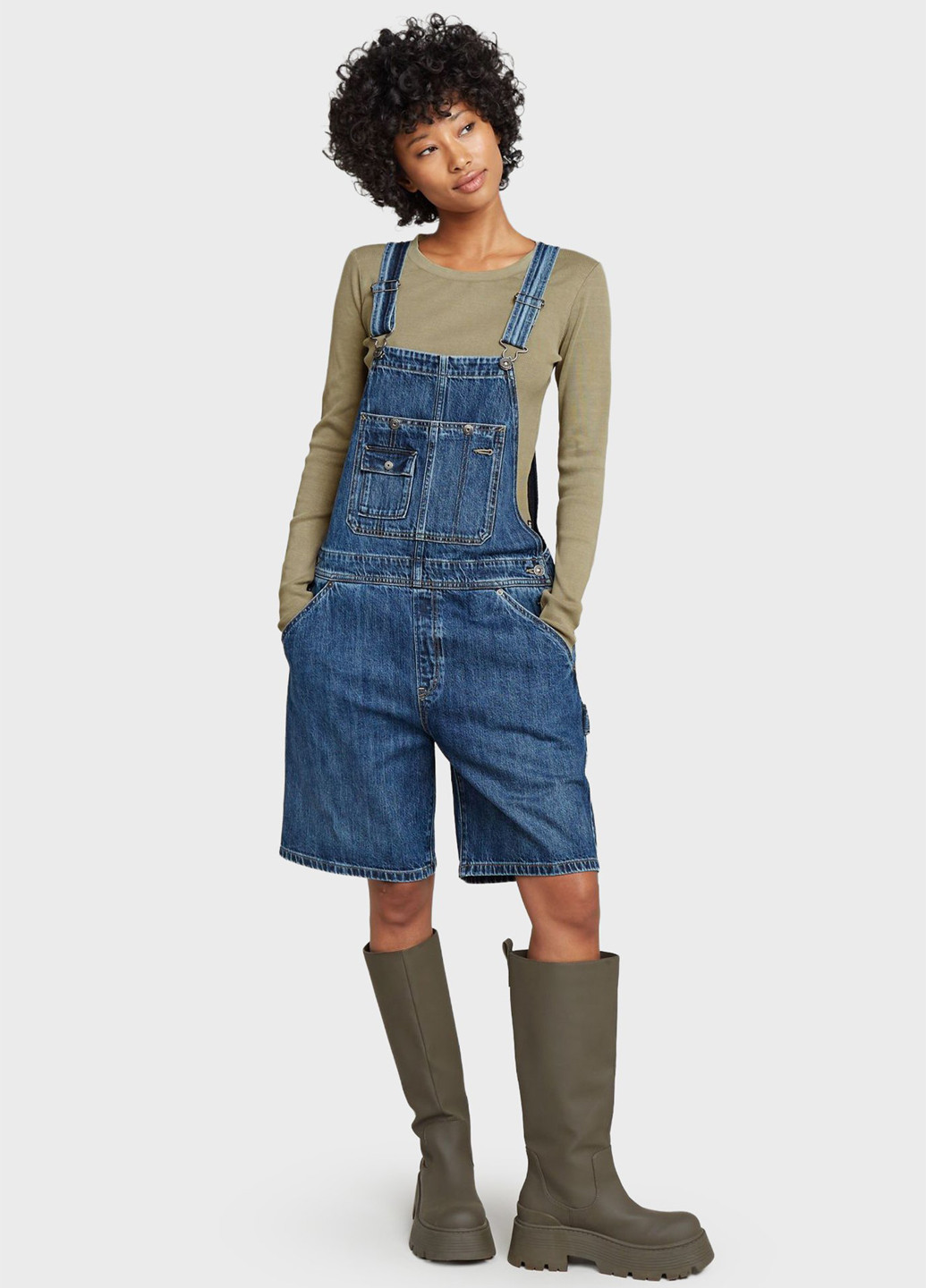 Комбинезон G-Star Raw комбинезон-шорты варенка синий денил хлопок, джинс