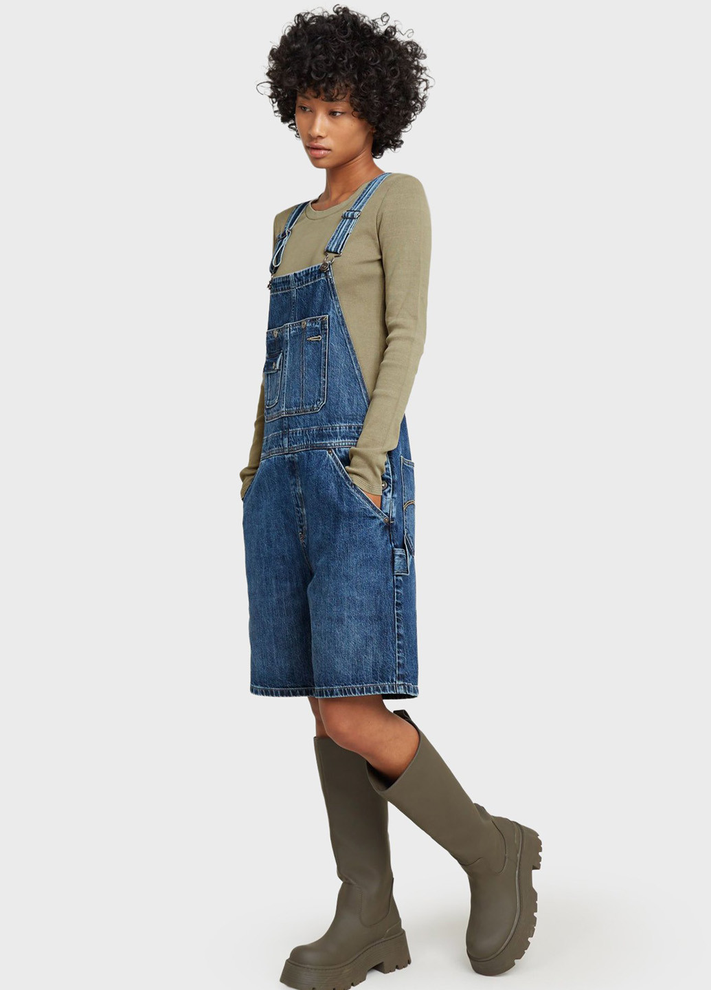 Комбинезон G-Star Raw комбинезон-шорты варенка синий денил хлопок, джинс