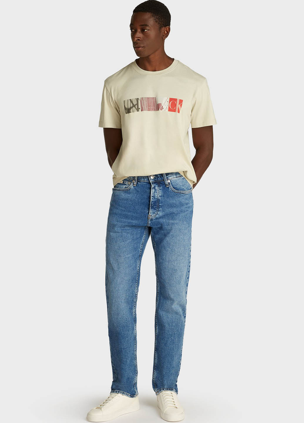 Синие демисезонные прямые джинсы Calvin Klein Jeans