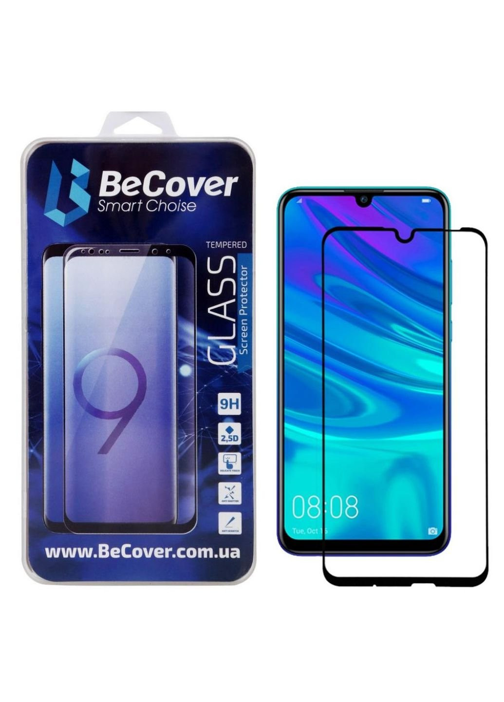 Стекло защитное Full Glue & Cover Huawei P Smart 2019 Black (703136) BeCover (252369700)