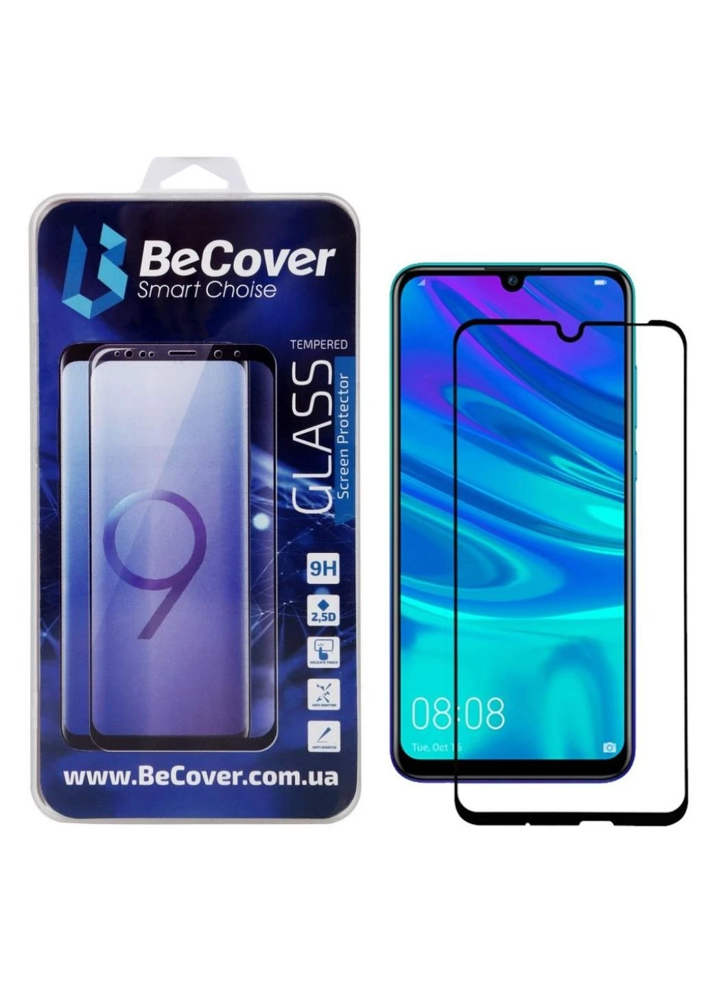 Стекло защитное Full Glue & Cover Huawei P Smart 2019 Black (703136) BeCover (252369700)