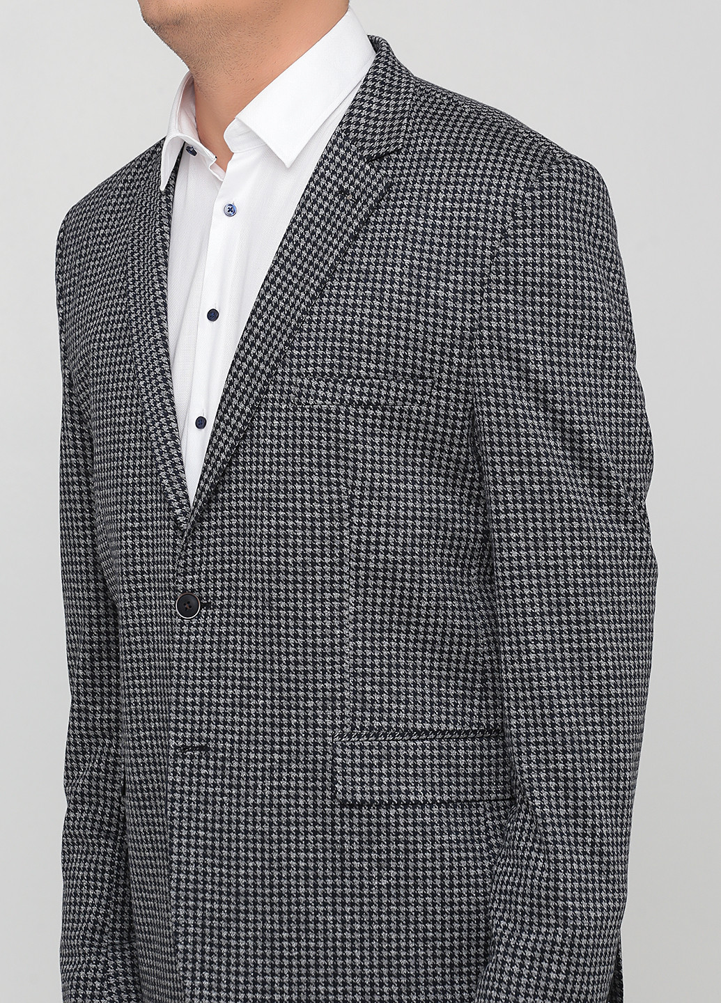 Пиджак Tony Cassano однобортный гусиная лапка светло-серый кэжуал хлопок