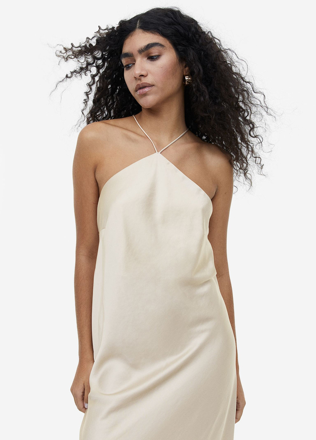 Айвори кэжуал платье платье-комбинация, с открытыми плечами, с открытой спиной H&M однотонное