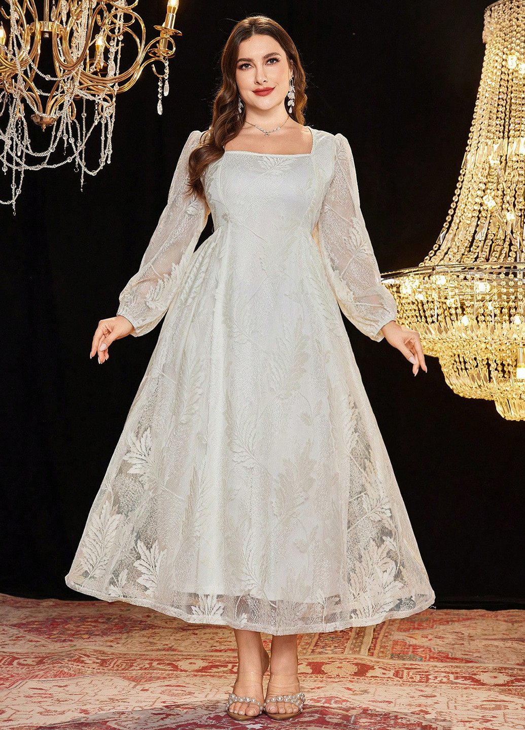 Кремова святковий, вечірня сукня а-силует SHEIN однотонна