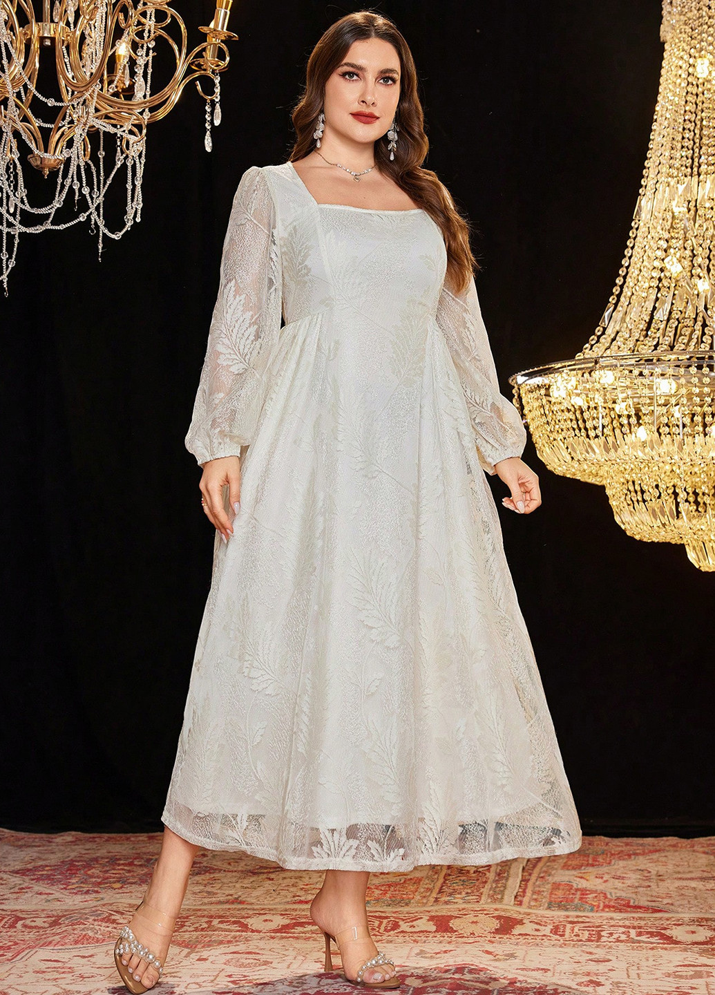 Кремова святковий, вечірня сукня а-силует SHEIN однотонна