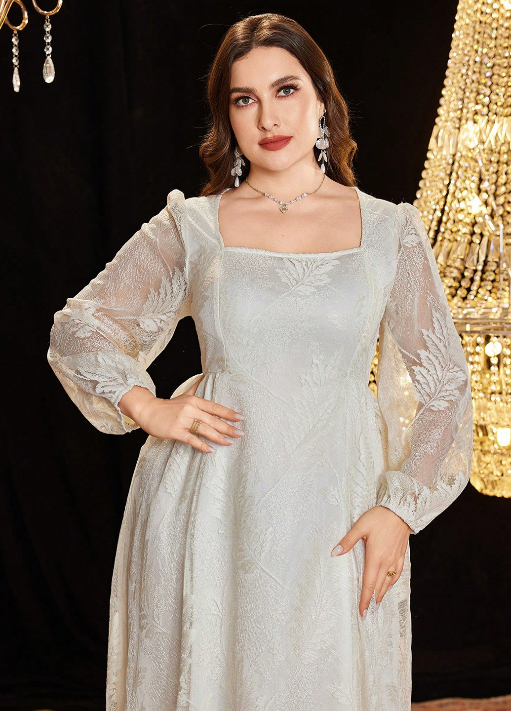 Кремова святковий, вечірня сукня а-силует SHEIN однотонна