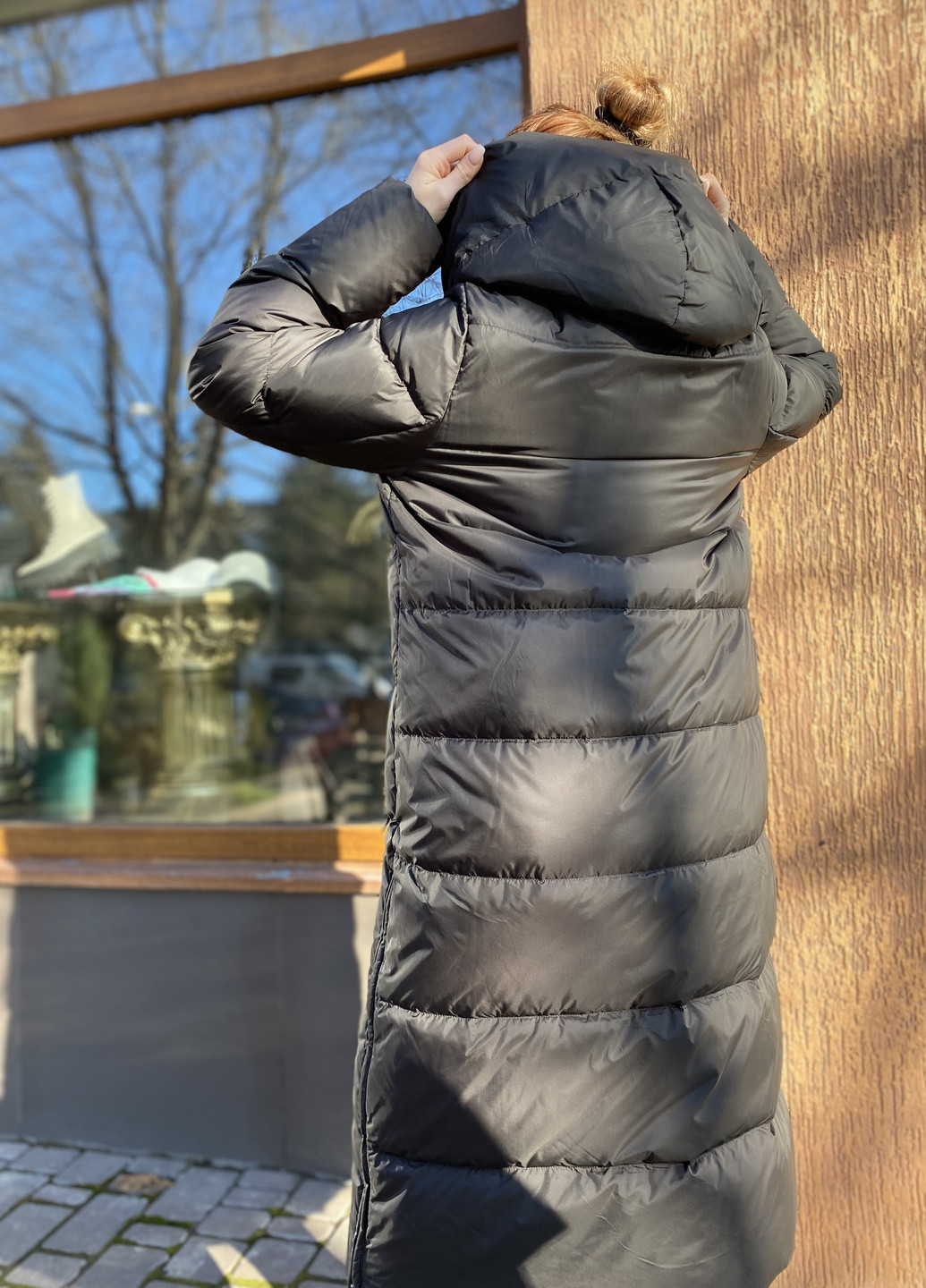 Черное зимнее Пальто с поясом черное Clasna