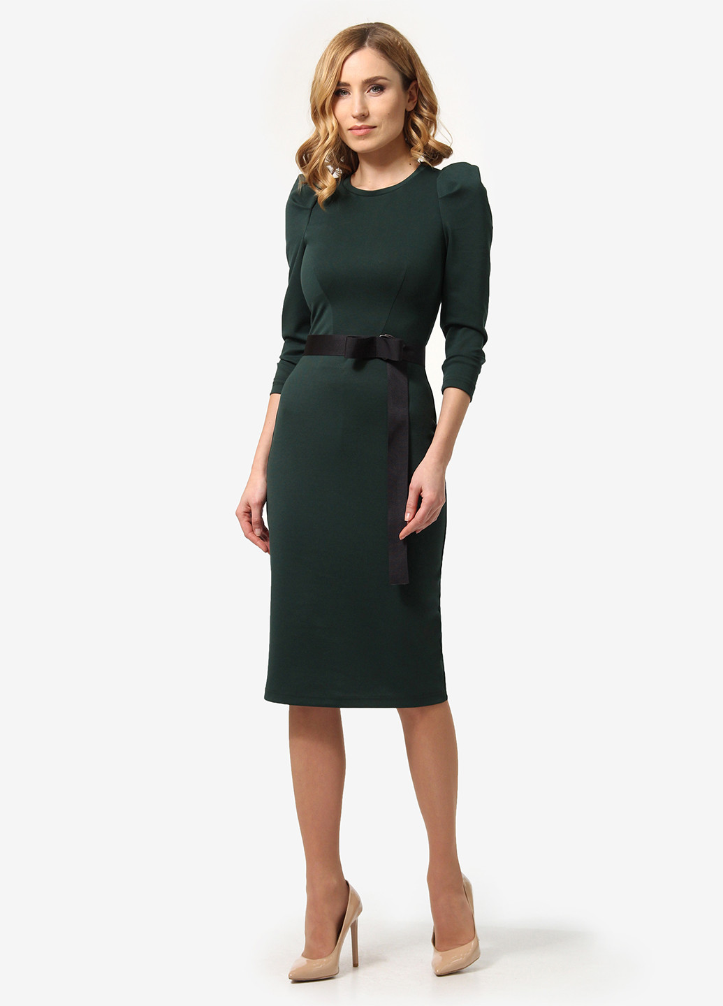 Темно-зеленое деловое платье футляр Lada Lucci однотонное