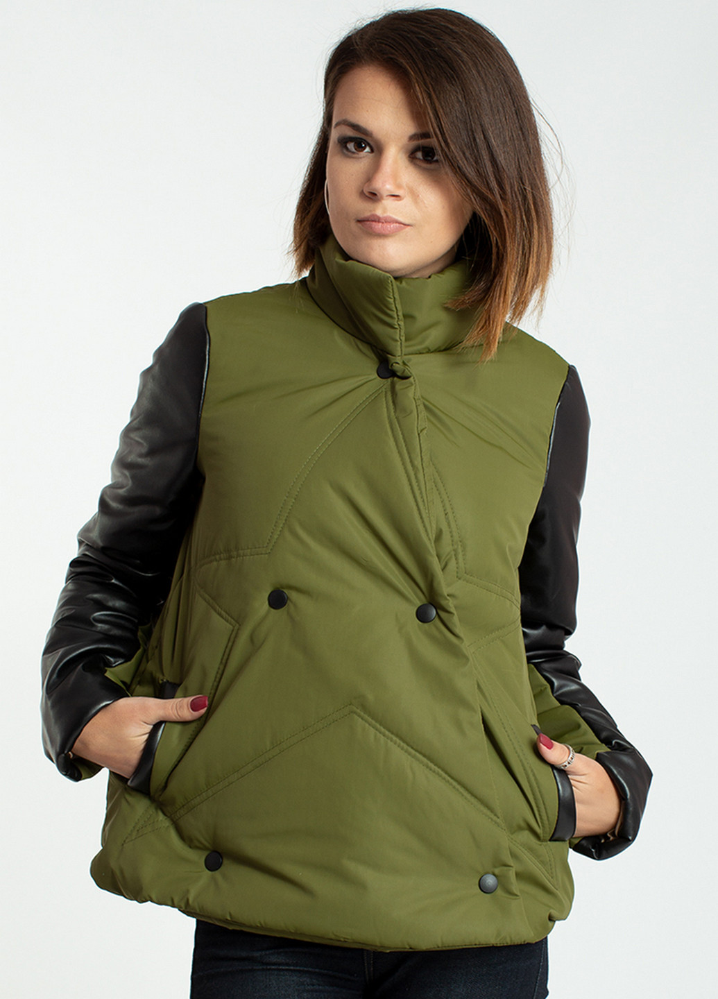 Оливковая (хаки) демисезонная куртка Modna Anka