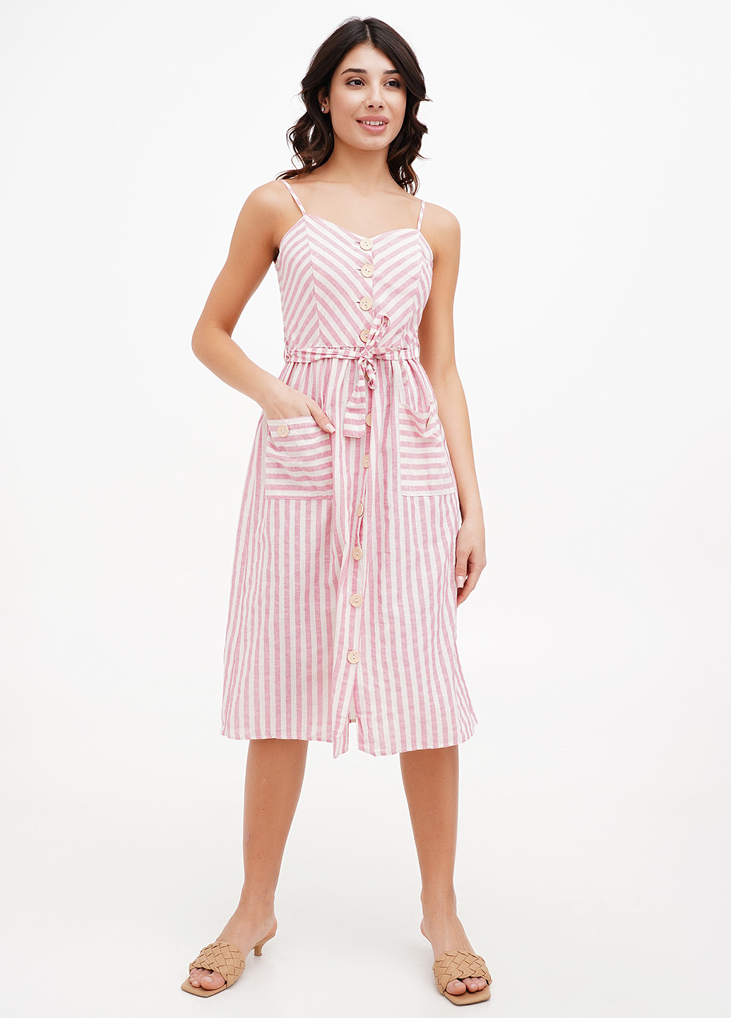 Рожева кежуал сукня Sassofono Club в смужку