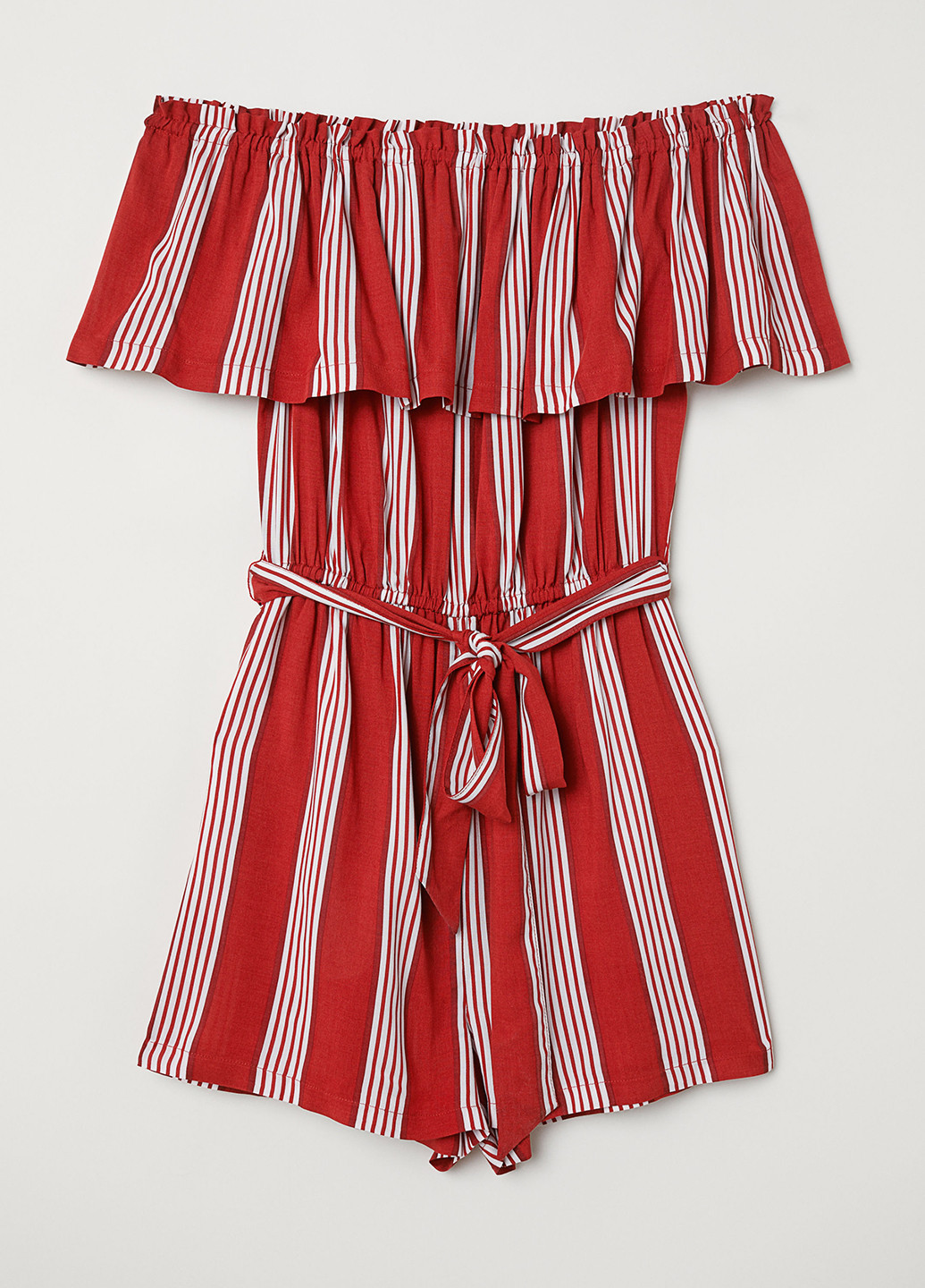 Комбинезон H&M комбинезон-шорты полоска красный кэжуал