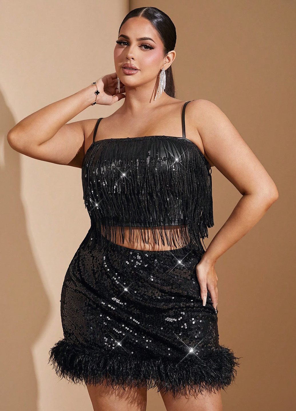 Черная вечерний, коктейльный однотонная юбка SHEIN