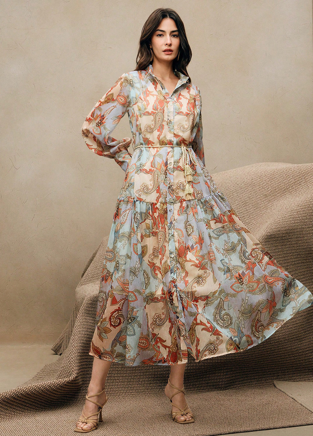 Комбинированное праздничный, кэжуал платье а-силуэт, рубашка SHEIN турецкие огурцы