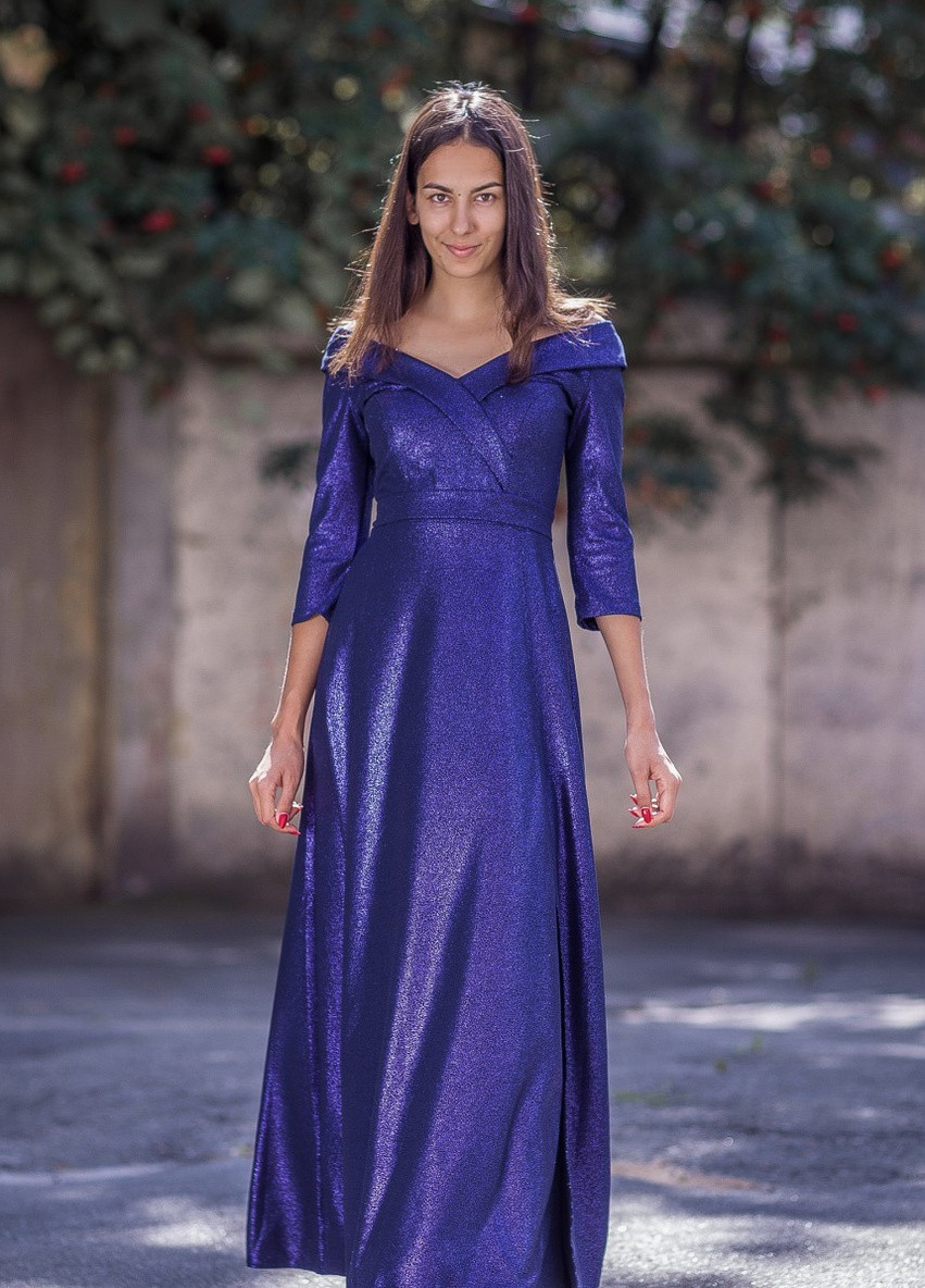 Фиолетовое вечернее платье а-силуэт FashionYouWant однотонное