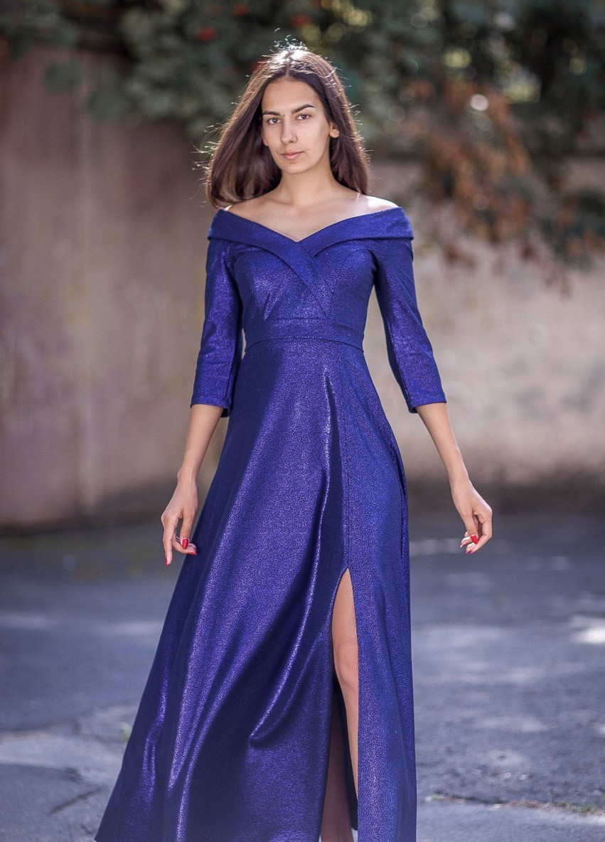 Фиолетовое вечернее платье а-силуэт FashionYouWant однотонное