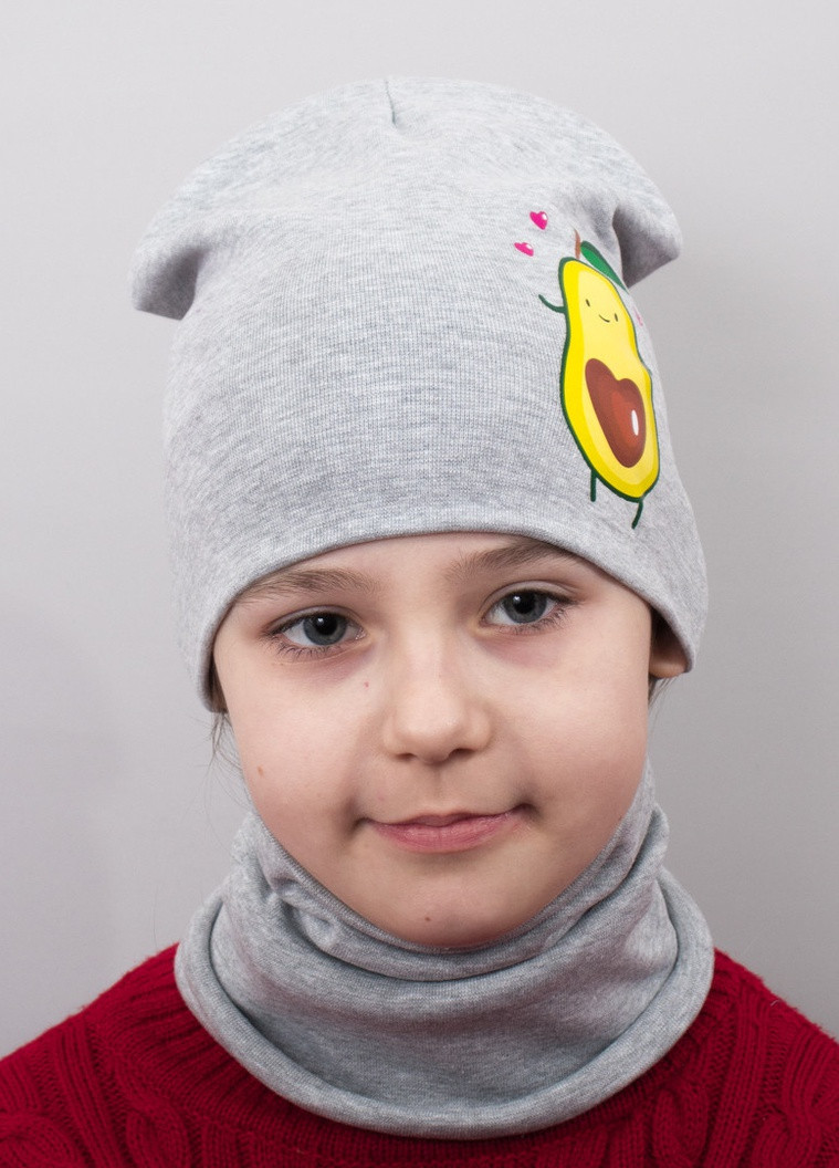 Детская шапка с хомутом КАНТА "Авокадо" размер 48-52 серый (OC-832) Канта (220180402)