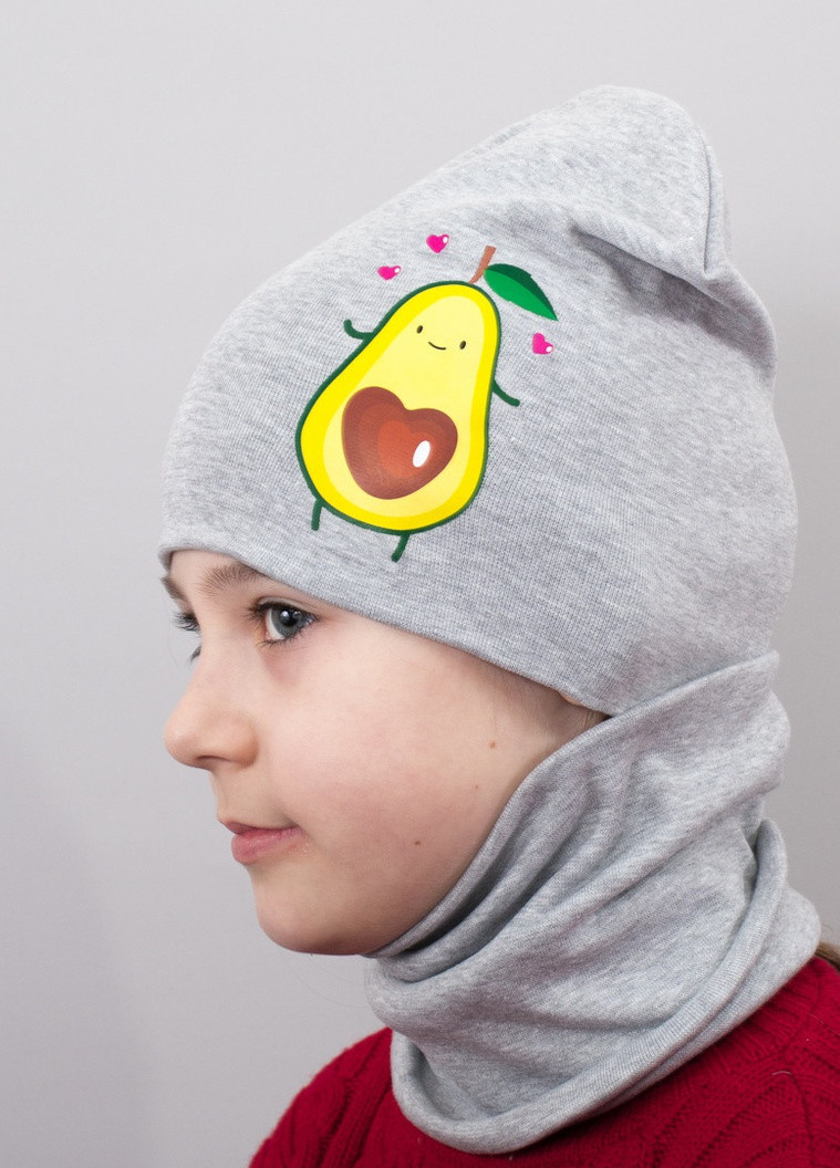 Дитяча шапка з хомутом КАНТА "Авокадо" розмір 48-52 сірий (OC-832) Канта (220180402)