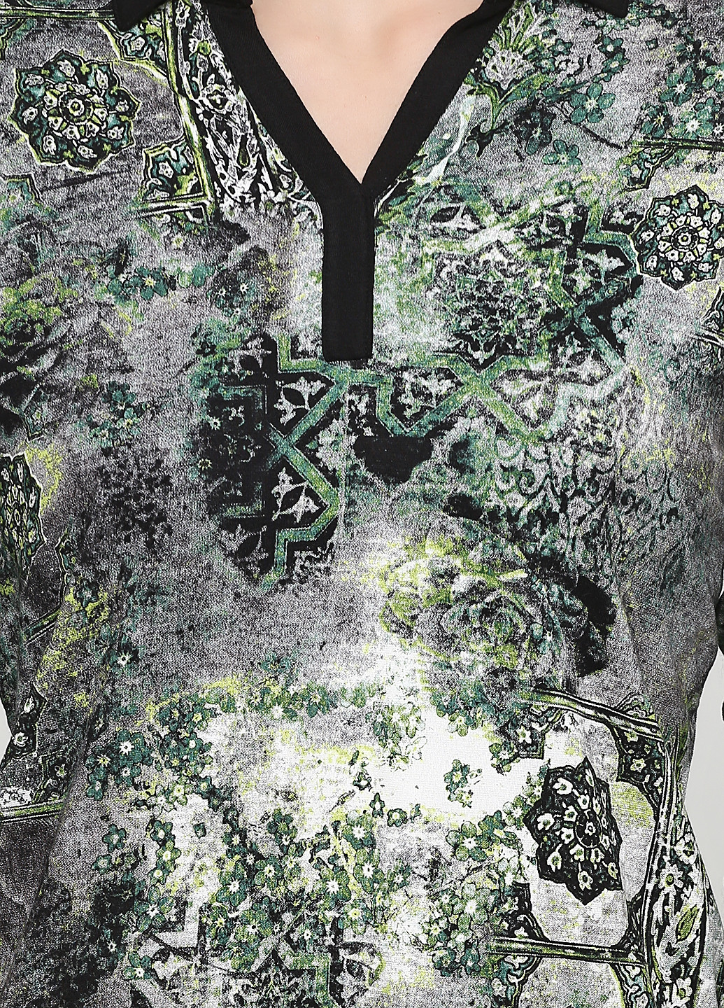 Поло Signature абстрактне зелене кежуал трикотаж, віскоза, еластан