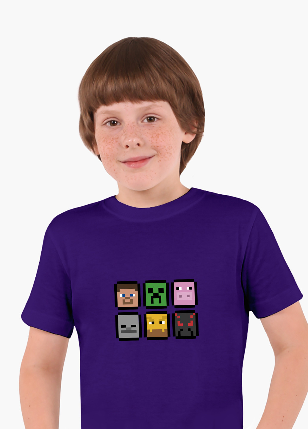 Фиолетовая демисезонная футболка детская майнкрафт (minecraft)(9224-1173) MobiPrint