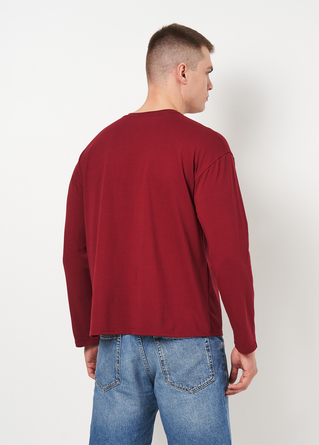 Лонгслів Shik однотонний бордовий кежуали бавовна, трикотаж