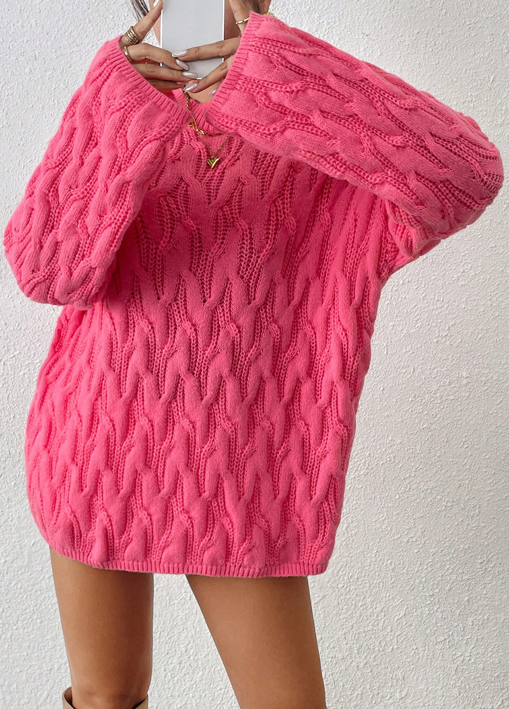 Фуксиновий (колору Фукія) демісезонний джемпер джемпер SHEIN