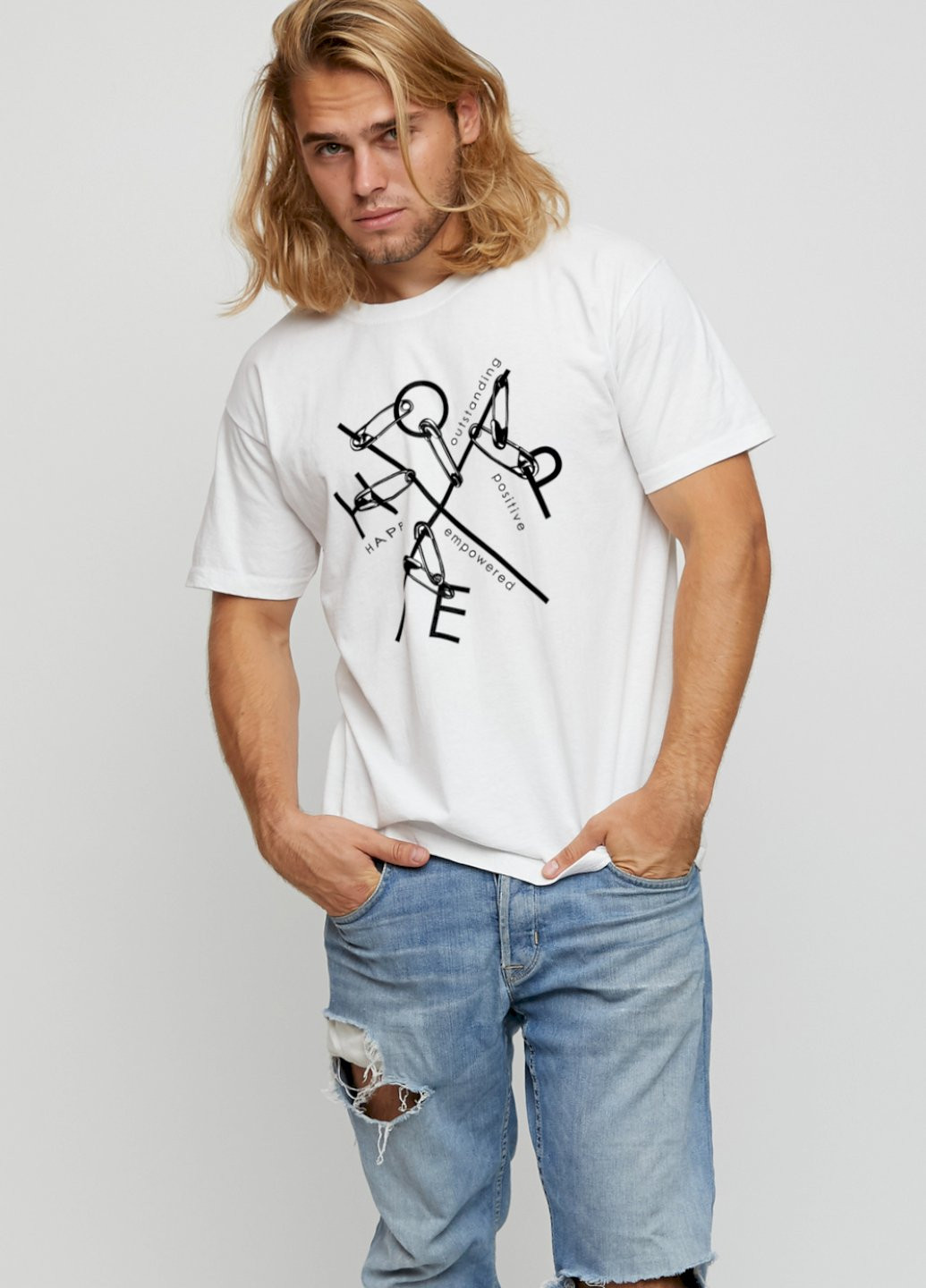 Біла футболка чоловіча basic /air print/ YAPPI