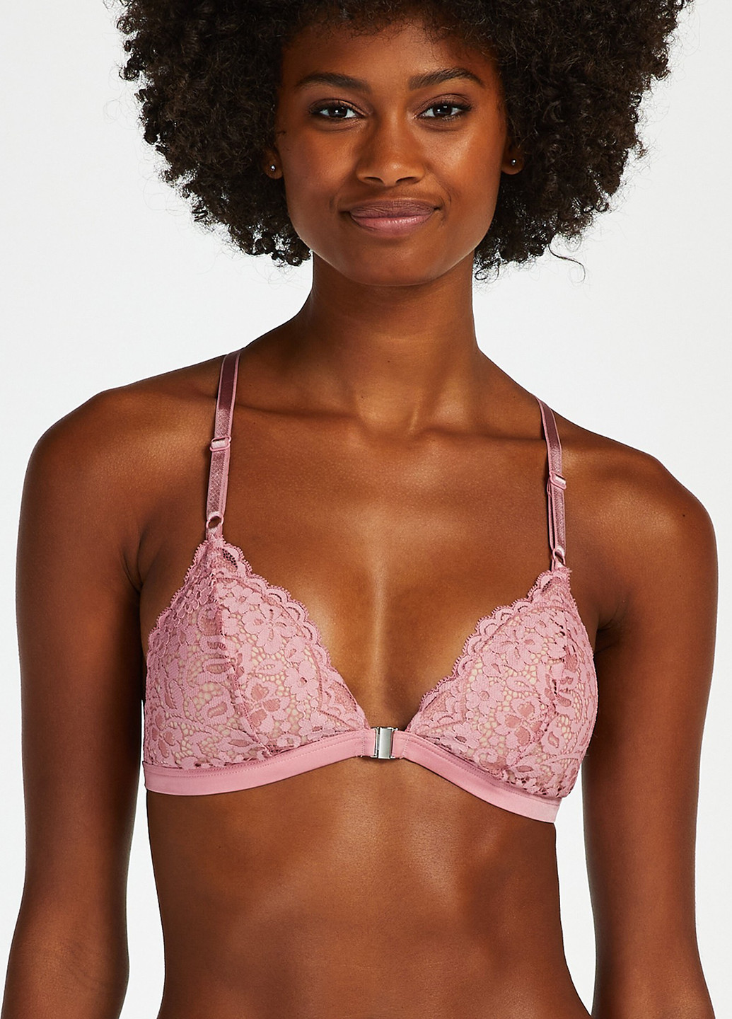 Светло-розовый бралетт бюстгальтер Hunkemoller без косточек полиамид, кружево
