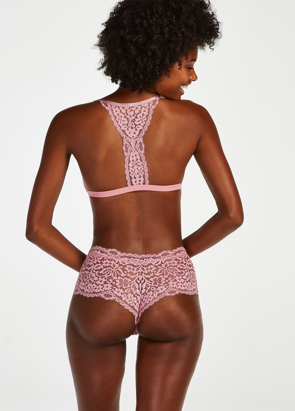 Светло-розовый бралетт бюстгальтер Hunkemoller без косточек полиамид, кружево