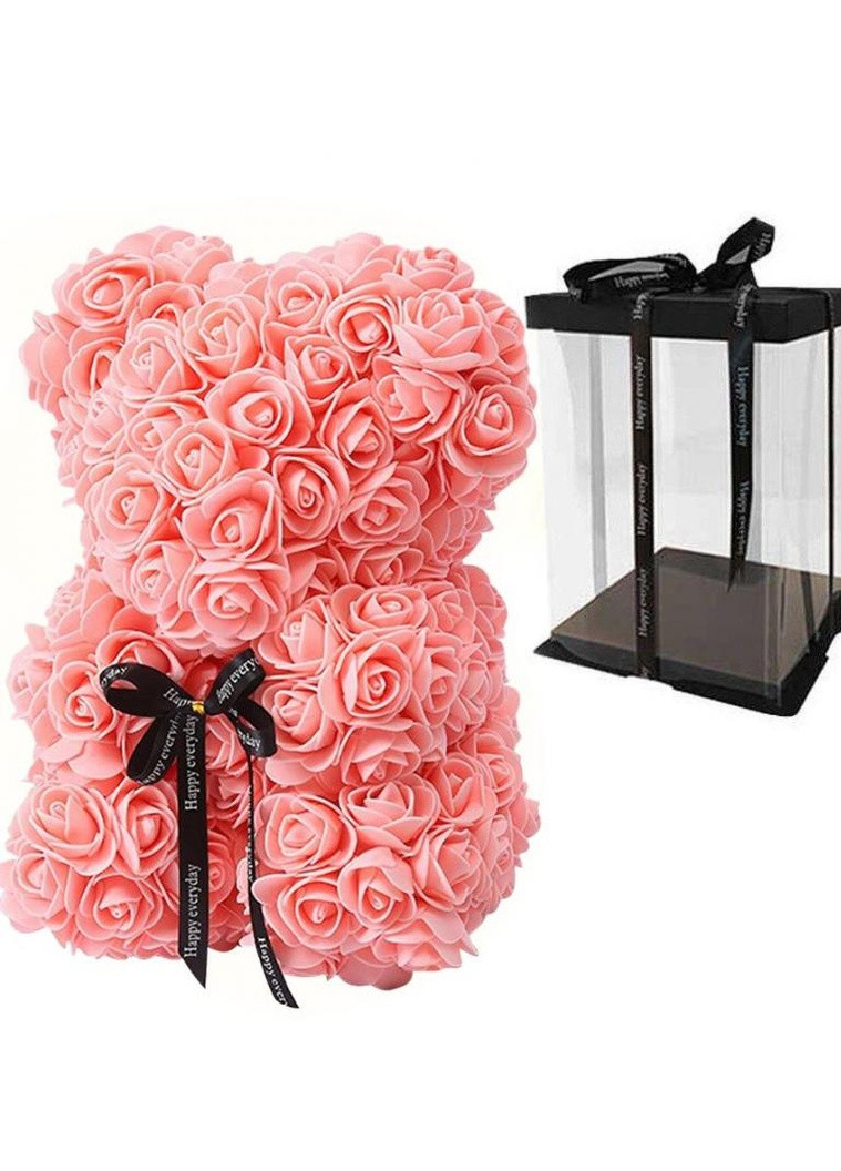 Ведмедик з троянд 3D Teddy Flower 25 см + кулон I Love You No Brand (251708184)