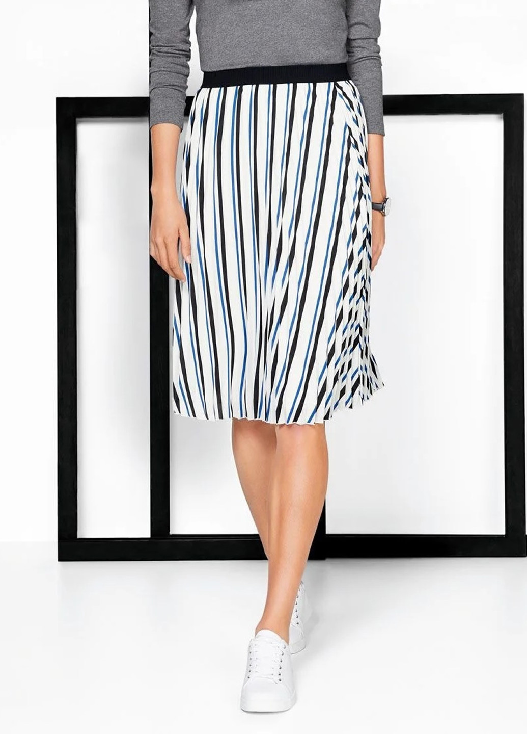 Белая кэжуал в полоску юбка Esmara плиссе