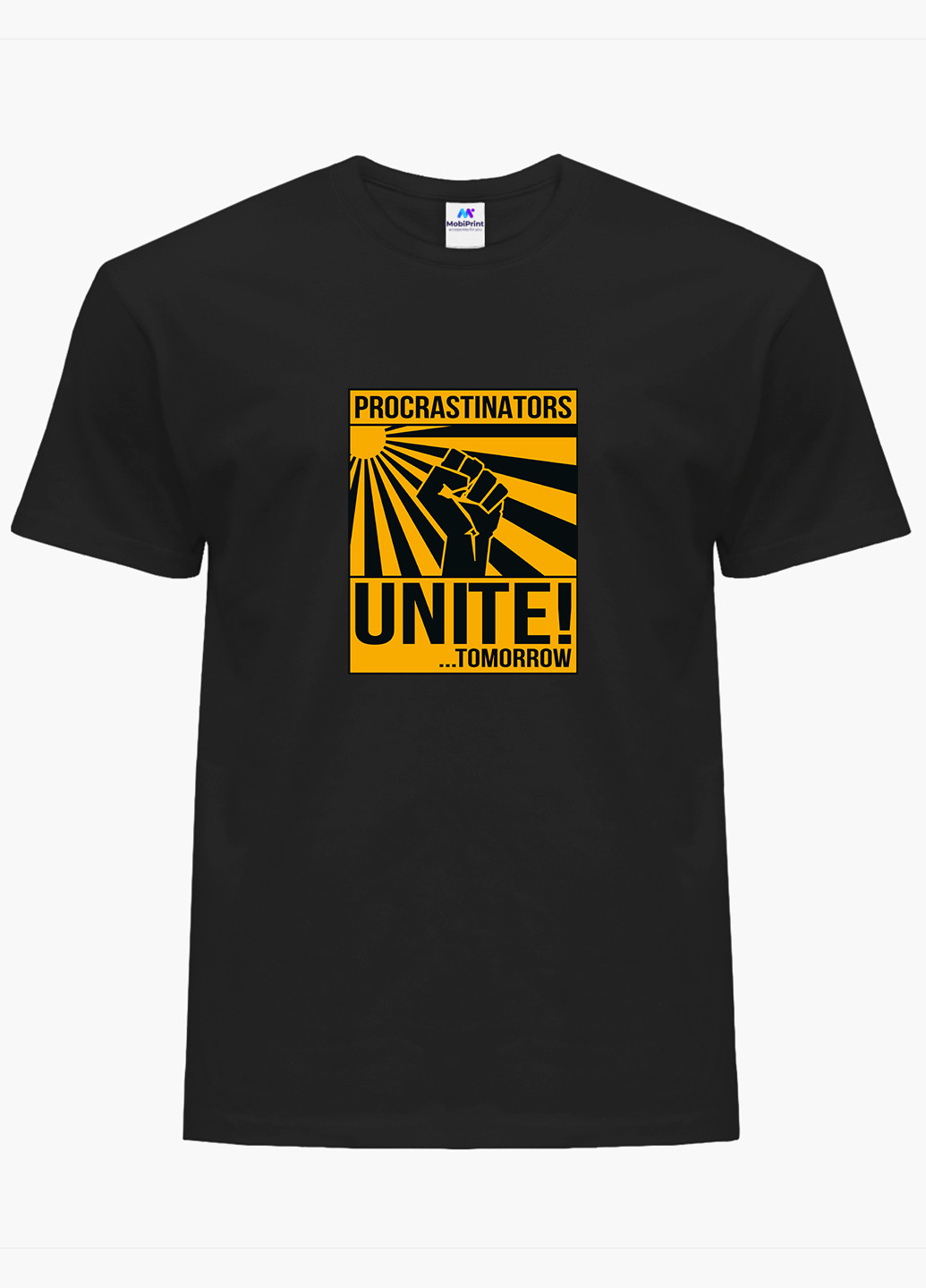 Черная футболка мужская прокрастинаторы объединяются завтра (procrastinators unite tomorrow) (9223-2028-1) xxl MobiPrint